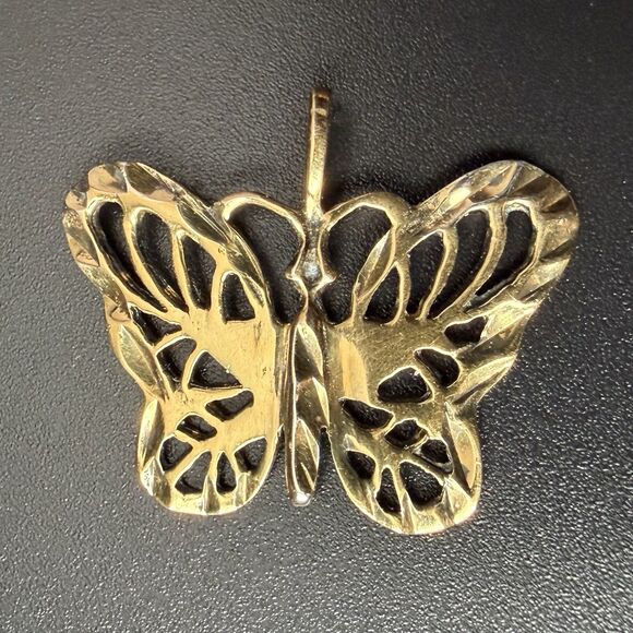 Estate Jewelry - Vintage Gold over Sterling Butterfly Pendant NF 925 Thailand .9 X .8” 1.4g